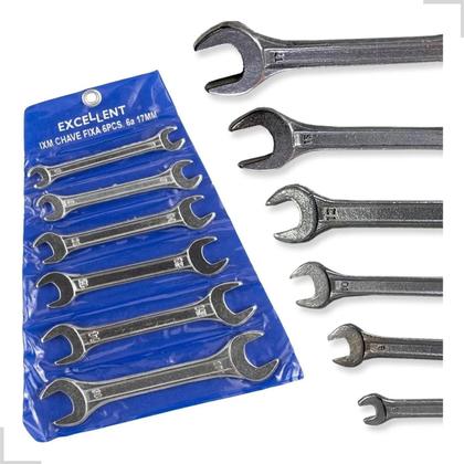 Imagem de Kit Jogo De Chave De Boca Com 6 Peças 617mm Resistente Aço Universal Soquete Fixa Mecânica Manual Combinada Catraca