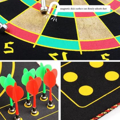 Imagem de Kit jogo de dardos tabuleiro alvo duplo com 6 dardos magnetico para porta e parede