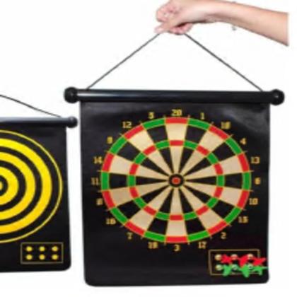 Imagem de Kit jogo de dardos tabuleiro alvo duplo com 6 dardos magnetico para porta e parede