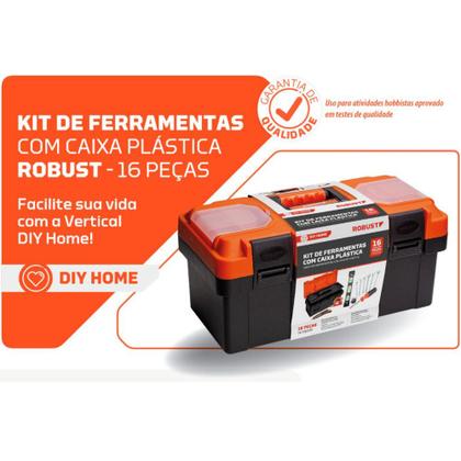 Imagem de Kit Jogo de Ferramentas com 16 peças e Caixa Plástica Robust
