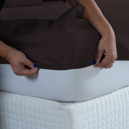 Imagem de Kit Jogo de Lençol Casal Ponto Palito 400 Fios com Elástico e Fronhas 3 peças