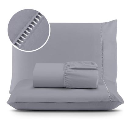 Imagem de Kit Jogo de Lençol Micropercal 400 fios Ponto Palito 2 Peças - Solteiro