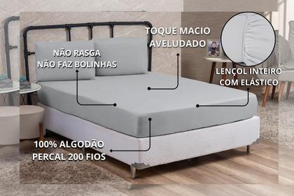 Imagem de Kit Jogo de Lençol Queen 4 Peças 200 Fios Algodão Padrão com Elástico e Virol