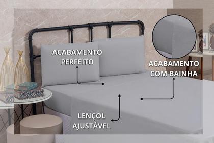 Imagem de Kit Jogo de Lençol Queen 4 Peças 200 Fios Algodão Padrão com Elástico e Virol