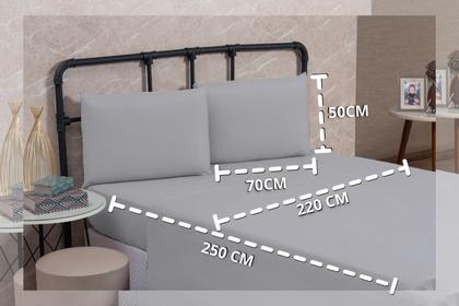 Imagem de Kit Jogo de Lençol Queen 4 Peças 200 Fios Algodão Padrão com Elástico e Virol