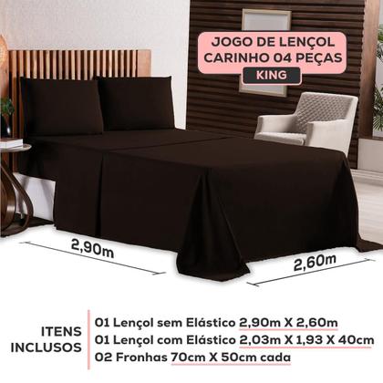 Imagem de Kit Jogo de Lençol Roupa de Cama Super King 04 Peças 170 Fios Com / Sem Elastico Fronhas Envelope Toque Extra Macio