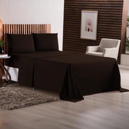 Imagem de Kit Jogo de Lençol Roupa de Cama Super King 04 Peças 170 Fios Com / Sem Elastico Fronhas Envelope Toque Extra Macio