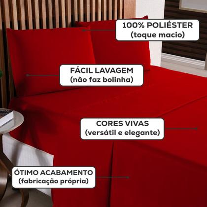 Imagem de Kit Jogo de Lençol Roupa de Cama Super King 04 Peças 170 Fios Com / Sem Elastico Fronhas Envelope Toque Extra Macio