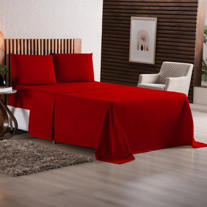 Imagem de Kit Jogo de Lençol Roupa de Cama Super King 04 Peças 170 Fios Com / Sem Elastico Fronhas Envelope Toque Extra Macio