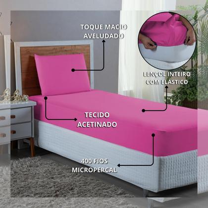 Imagem de Kit Jogo de Lençol Solteiro 2 Peças 400 Fios Poliéster Infantil com Elástico