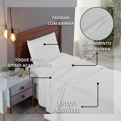 Imagem de Kit Jogo de Lençol Solteiro 3 Peças 300 Fios Algodão Infantil com Elástico
