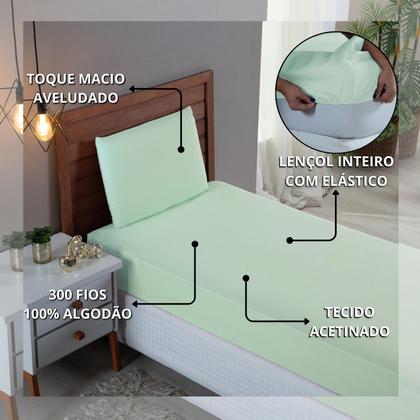 Imagem de Kit Jogo de Lençol Solteiro 3 Peças 300 Fios Algodão Infantil com Elástico