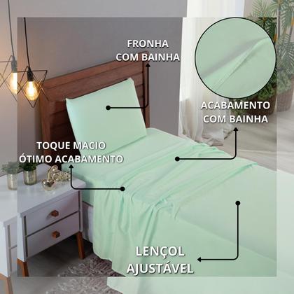 Imagem de Kit Jogo de Lençol Solteiro 3 Peças 300 Fios Algodão Infantil com Elástico