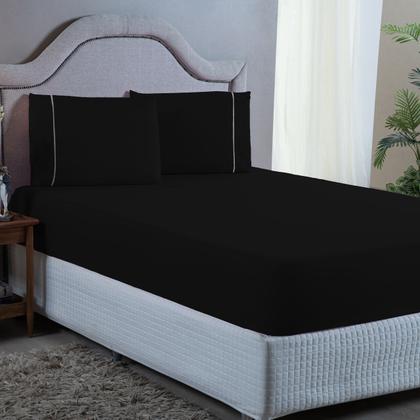 Imagem de Kit Jogo de Lençol Solteiro Ponto Palito 400 Fios com Elástico e Fronha 2 peças