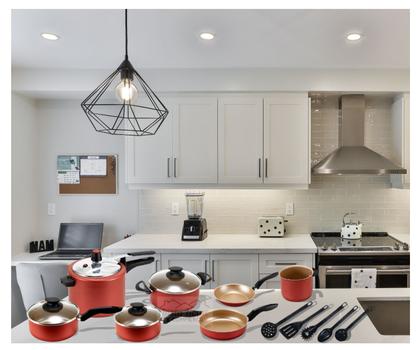 Imagem de Kit Jogo de Panelas 13 Peças Completo Antiaderente Teflon Com Panela de Pressão 4,5L