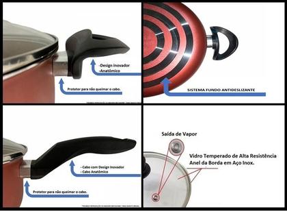 Imagem de Kit Jogo de Panelas 13 Peças Completo Antiaderente Teflon Com Panela de Pressão 4,5L