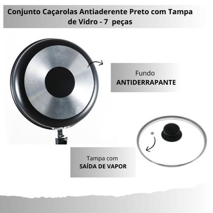 Imagem de Kit Jogo de panelas 7 peças Antiaderente Teflon Com Tampa de Vidro Conjunto