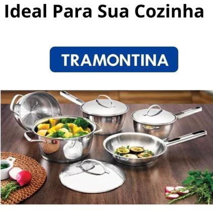 Imagem de Kit Jogo De Panelas Inox 5pç Fundo Triplo  Allegra Tramontina Ideal Para Sua Cozinha