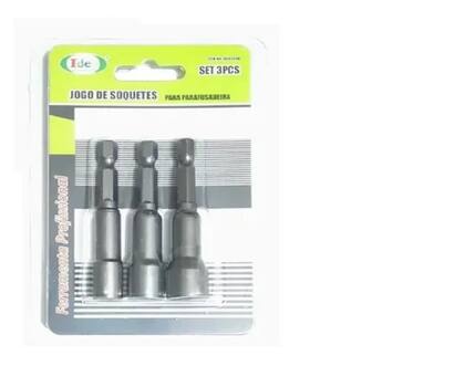 Imagem de Kit Jogo De Soquete Bits Canhão Parafusadeira 6 8 10mm Ímã