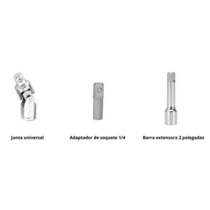 Imagem de Kit Jogo De Soquete Catraca 53 Peças 1/4 Portátil Chave Allen Com Maleta Cromo Vanádio