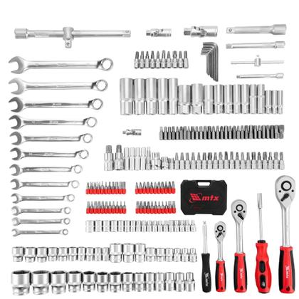 Imagem de Kit Jogo de Soquete Chave Catraca 1/4 3/8 e 1/2 Pol. Combinada Allen Maleta 216 Peças Aço