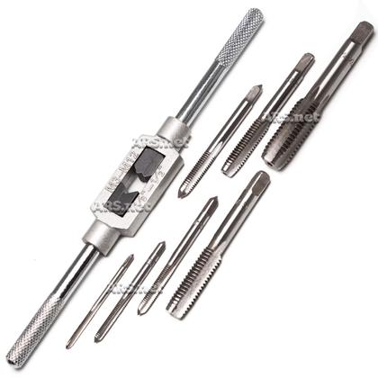 Imagem de Kit Jogo De Tarraxas E Macho Para Abrir Rosca Ferramentas 8 Peças