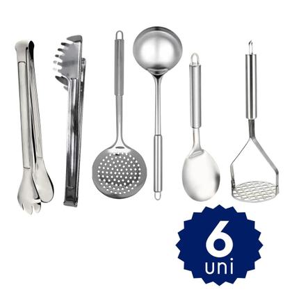 Imagem de Kit Jogo de Utensílios de Cozinha Completo 9 pçs Inox Premium
