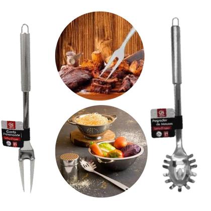 Imagem de Kit Jogo de Utensílios de Cozinha Completo 9 pçs Inox Premium