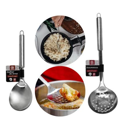 Imagem de Kit Jogo de Utensílios de Cozinha Completo 9 pçs Inox Premium