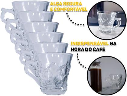 Imagem de Kit Jogo de Xícaras Para Café Chá Expresso Chocolate 6 Peças Vidro Sem Pires 150ml Flux