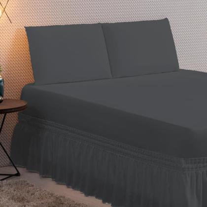 Imagem de Kit Jogo Lençol Casal Queen com Elástico Decora para Cama Box + Fronhas Envelope - Roupa de Cama Completo