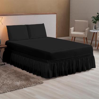 Imagem de Kit Jogo Lençol Casal Queen com Elástico Decora para Cama Box + Fronhas Envelope - Roupa de Cama Completo