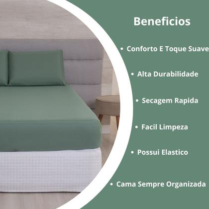 Imagem de Kit Jogo Lençol Roupa Cama Casal Super King 3 Pçs Elastico Fronha Basico 400 Fios Toque Seda Macio