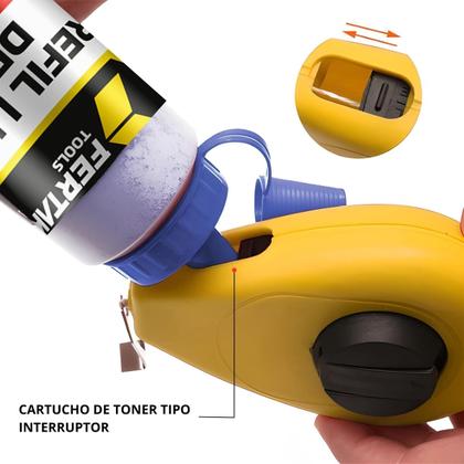 Imagem de Kit Jogo Marcação Linha Giz 15m Azul Pedreiro Gesseiro Com Nível  Fertak