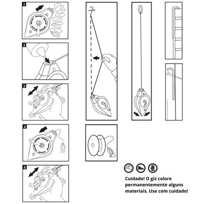 Imagem de Kit Jogo Marcação Linha Giz 15m Vermelho Pedreiro Gesseiro Com Nível + Refil Vermelho 120g