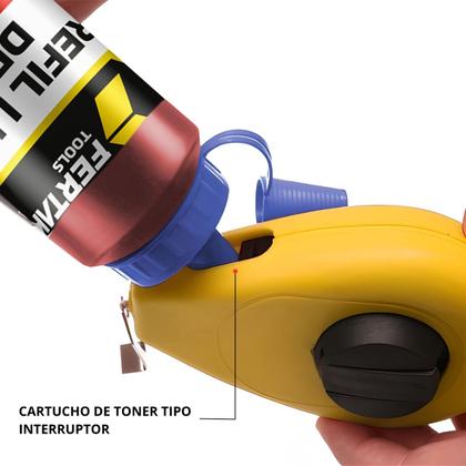 Imagem de Kit Jogo Marcação Linha Giz 15m Vermelho Pedreiro Gesseiro Com Nível + Refil Vermelho 120g