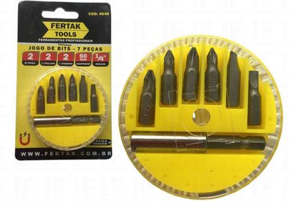 Imagem de Kit Jogo Ponteiras Bits 7 Peças Com Adaptador Magnético Fertak