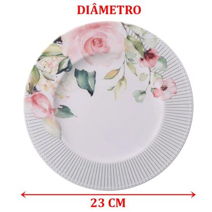 Imagem de Kit Jogo Prato Raso Jantar 6 Pessoas 6Pçs Chá Ornatta 28cm