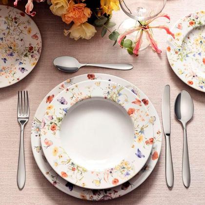 Imagem de Kit Jogo Prato Raso Jantar 8 Pessoas 8pçs Ana Clara 27,5cm