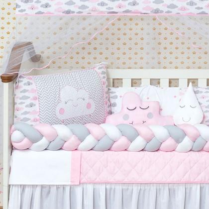 Imagem de Kit Jogo Protetor Mini Berço Moisés Nuvenzinha Gota 10 peças com jogo de lençol