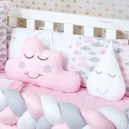 Imagem de Kit Jogo Protetor Mini Berço Moisés Nuvenzinha Gota 10 peças com jogo de lençol