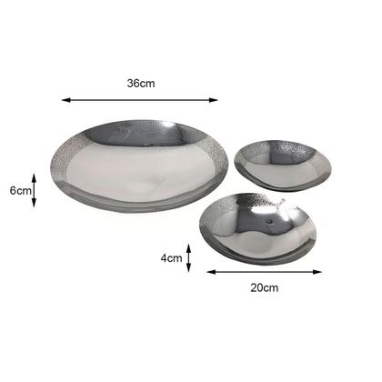 Imagem de Kit Jogo Saladeiras Bandejas Pratos Aço Inox Utensílios Cozinha Servir Alimentos Receitas Recipientes Decorativo Mesa Posta 3 peças