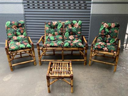 Imagem de Kit Jogo Sofá Cadeira Bambu Varanda 4 Lugares Várias Cores