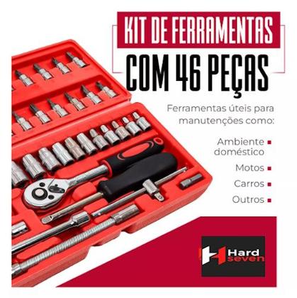 Imagem de Kit Jogo Soquete  46 Pçs Aço Crv 1/4 Catraca Chave Com Maleta Cor Vermelho