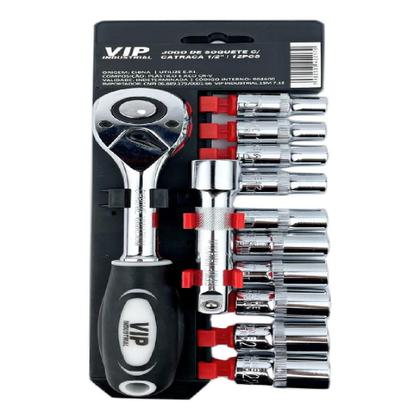 Imagem de Kit Jogo Soquete Catraca E Extensor 1/2 12 Peças T10 A T21