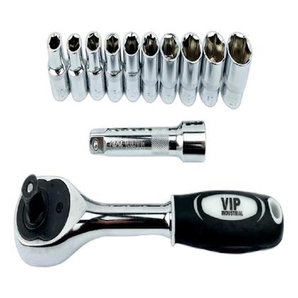 Imagem de Kit Jogo Soquete Catraca E Extensor 1/2 12 Peças T10 A T21