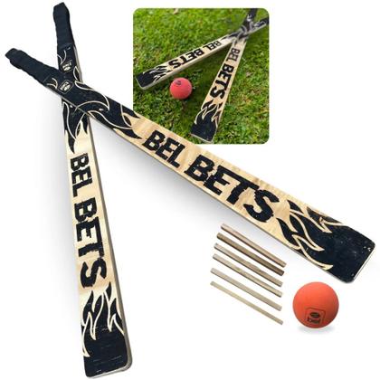 Imagem de Kit Jogo Tacobol Tacos de Bets Madeira e 2 Casinhas + Jogo Frescobol em Madeira Modelo Aloha + 2 Bolinhas Bel