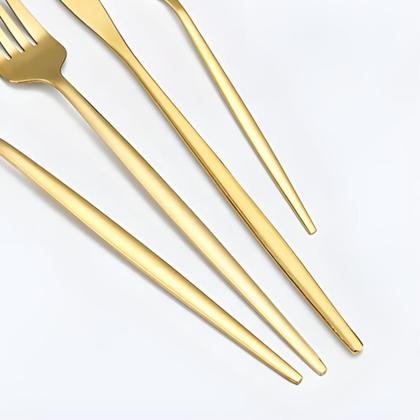 Imagem de kit jogo talheres 24 peças slim em aço inox  jogo utensilios domesticos faqueiro talheres SLIM