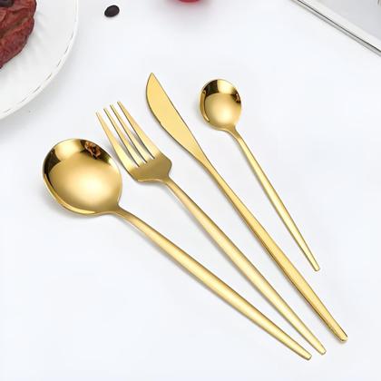 Imagem de kit jogo talheres 24 peças slim em aço inox  jogo utensilios domesticos faqueiro talheres SLIM