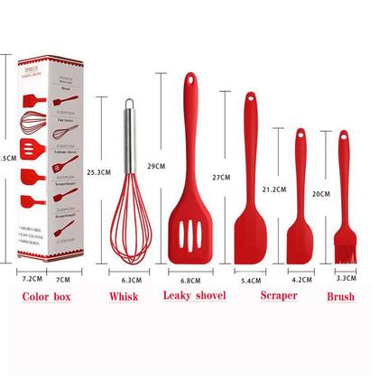 Imagem de Kit Jogo Utensílios De Cozinha 5 Peças Colheres De Silicone Espatula Pegador Fue